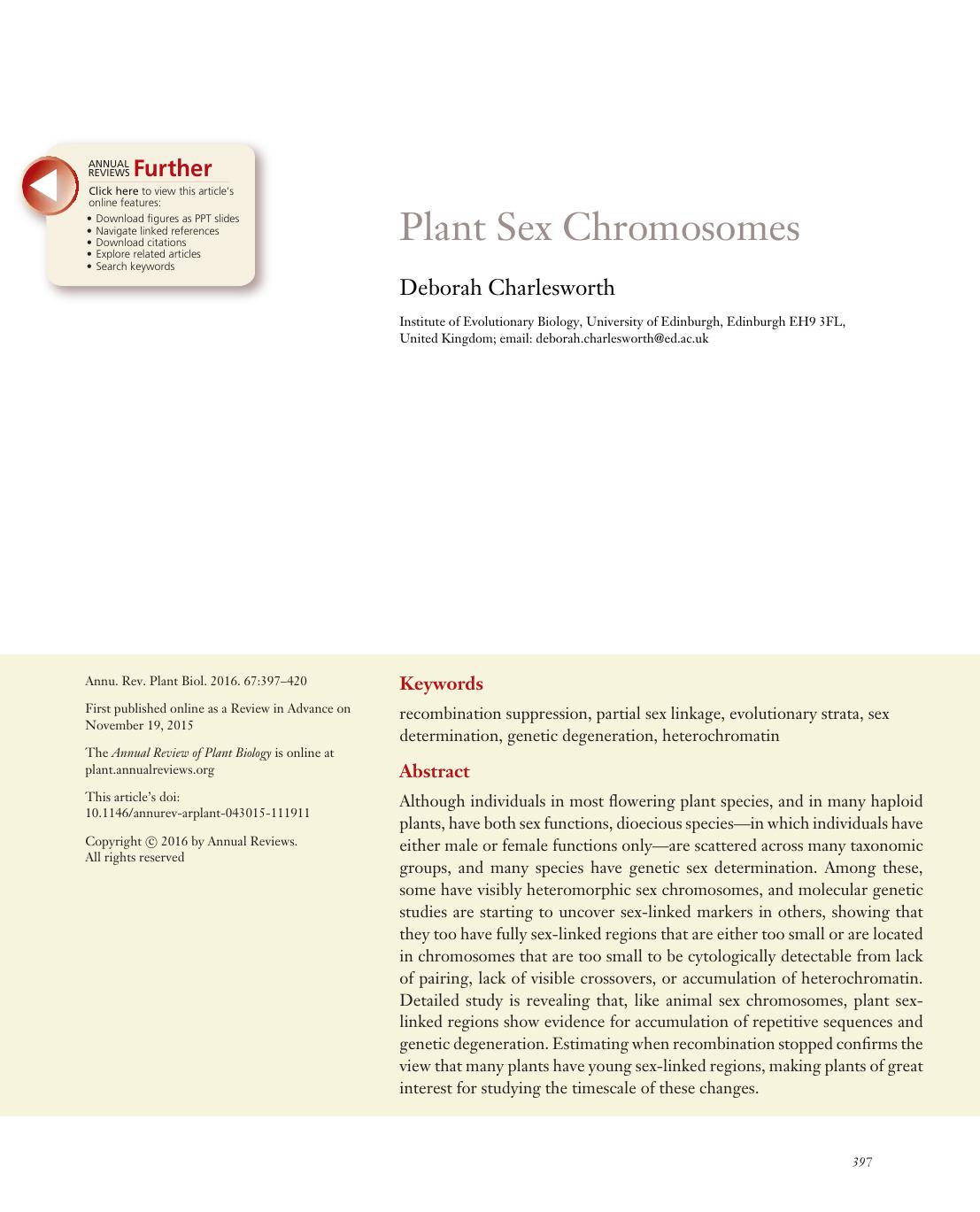 Plant Sex Chromosomes by Deborah Charlesworth