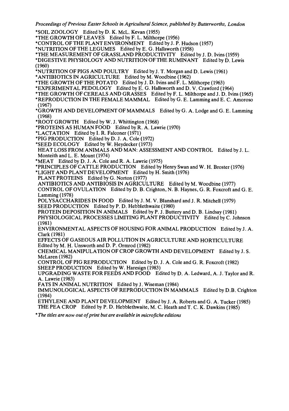 Plant Tissue Culture and its Agricultural Applications. Proceedings of Previous Easter Schools in Agricultural Science, Published by Butterworths, London by Lyndsey A. Withers and P. G. Alderson (Auth.)