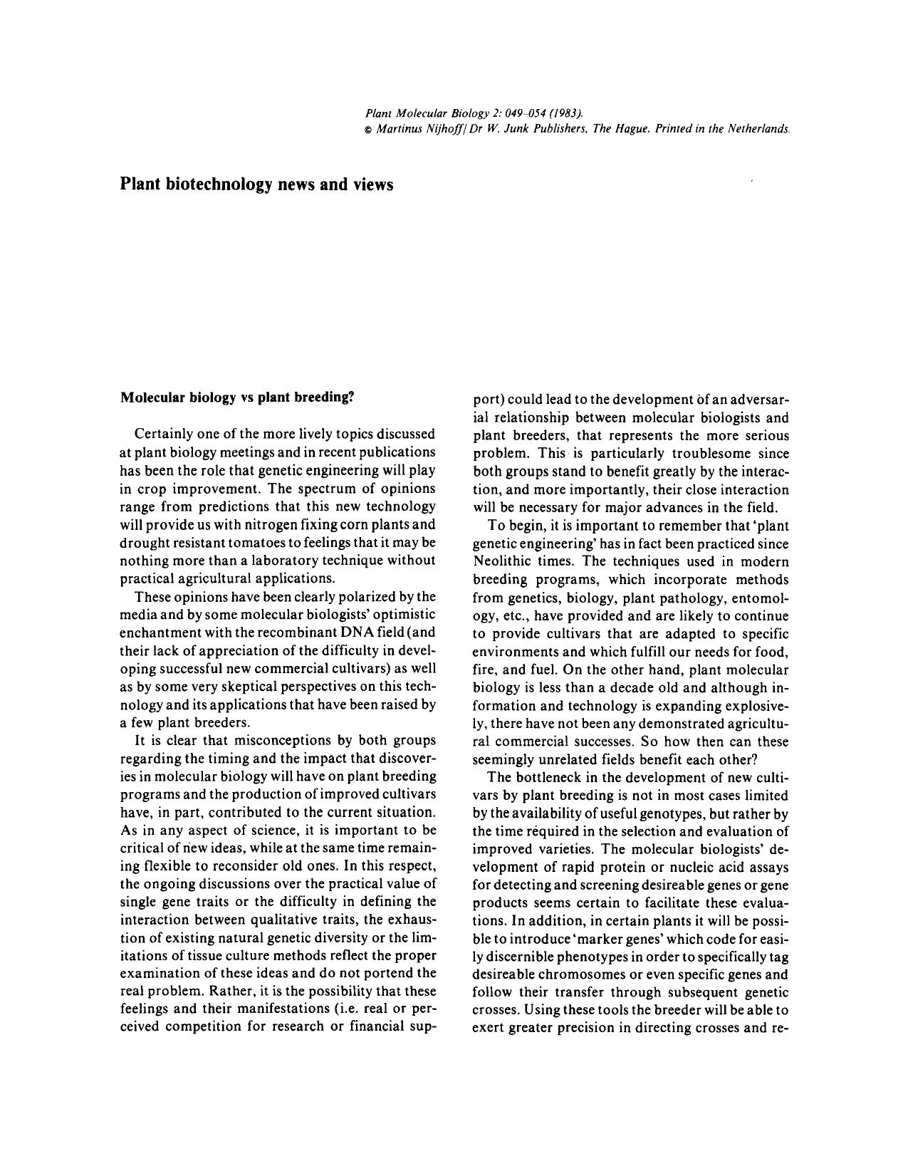 Plant biotechnology news and views by Unknown