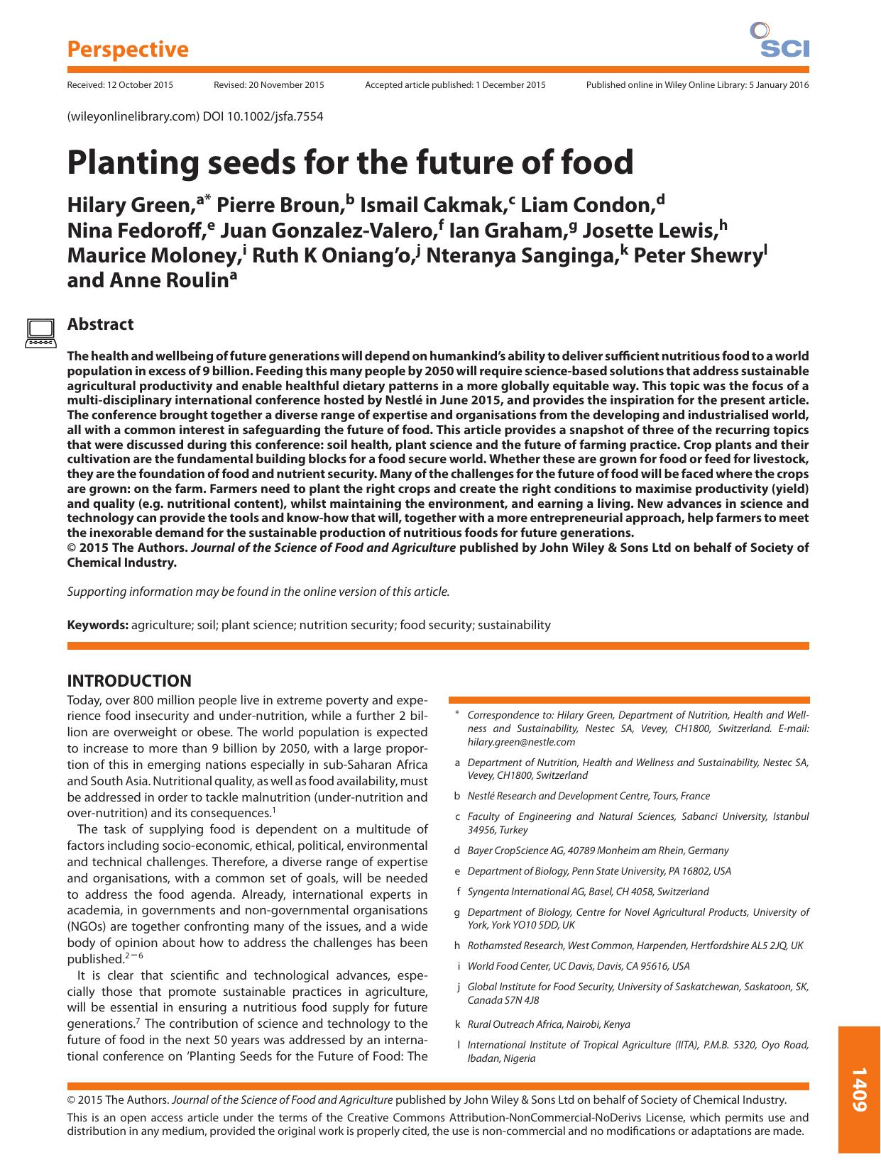 Planting seeds for the future of food by Unknown