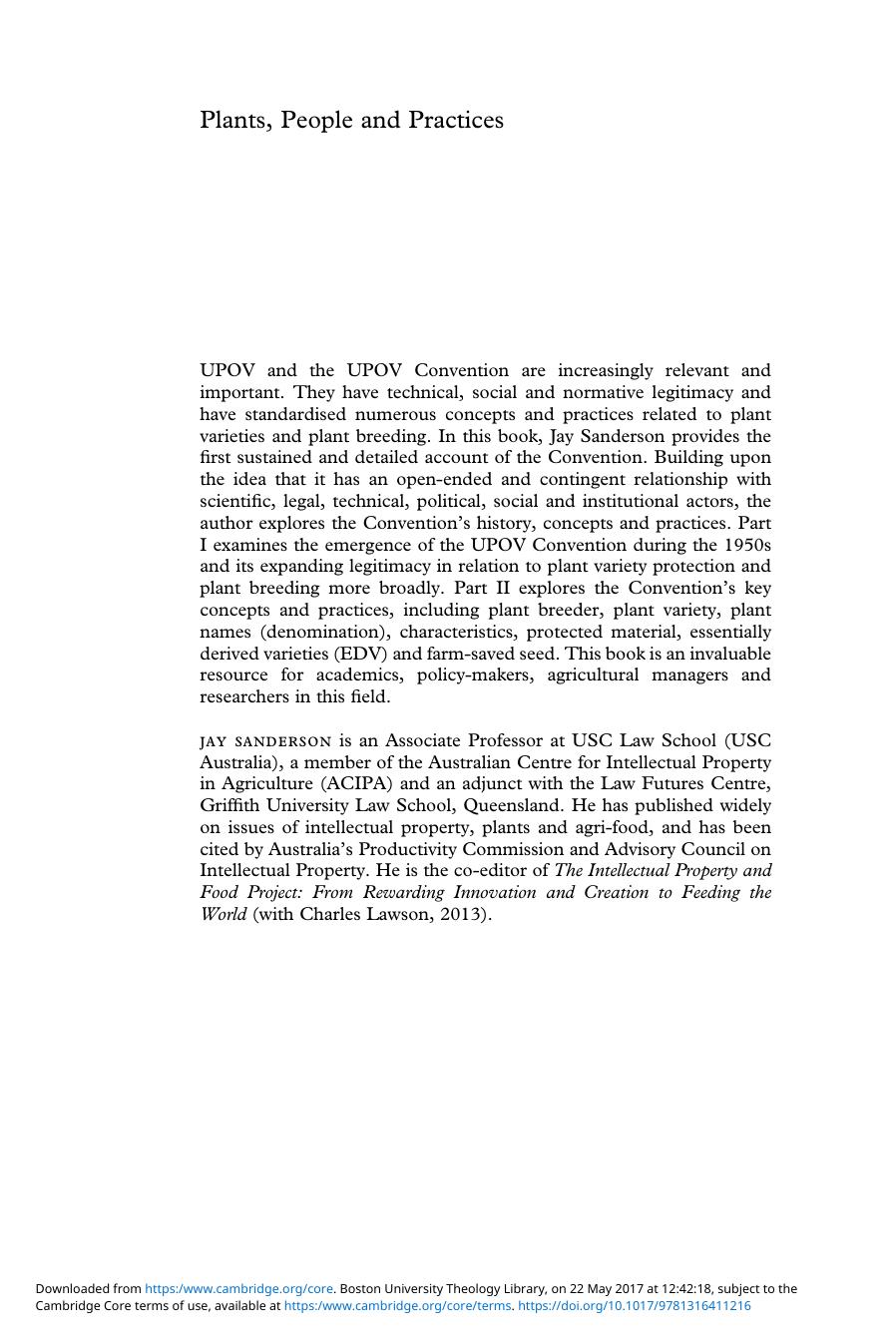 Plants, People and Practices: The Nature and History of the UPOV Convention by Unknow
