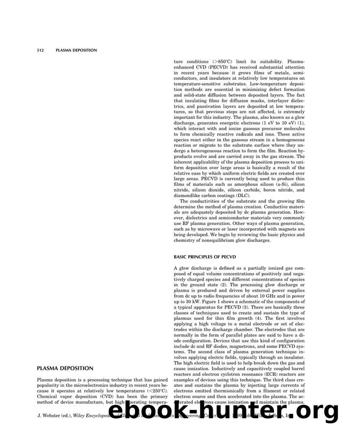 Plasma Deposition". In: Wiley Encyclopedia of Electrical and Electronics Engineering by Unknown