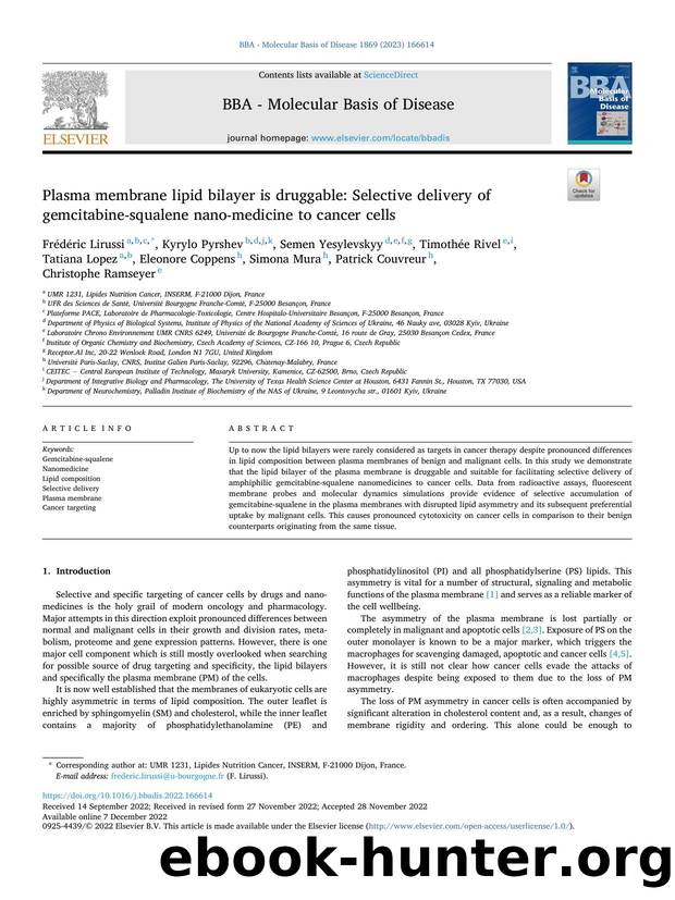 Plasma membrane lipid bilayer is druggable: Selective delivery of gemcitabine-squalene nano-medicine to cancer cells by unknow