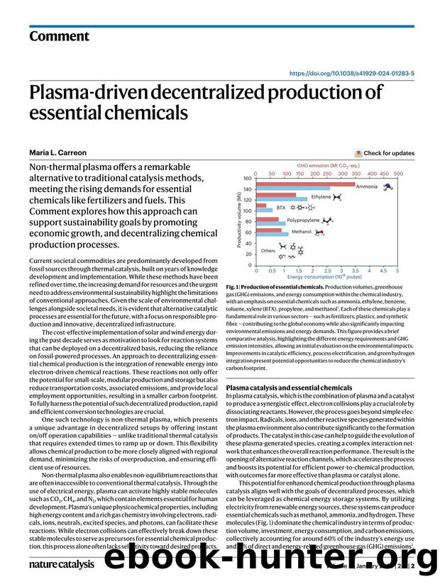 Plasma-driven decentralized production of essential chemicals by Maria L. Carreon