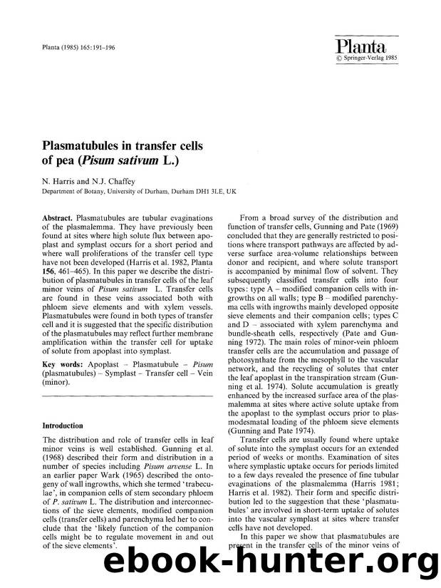 Plasmatubules in transfer cells of pea (<Emphasis Type="Italic">Pisum sativum<Emphasis> L.) by Unknown