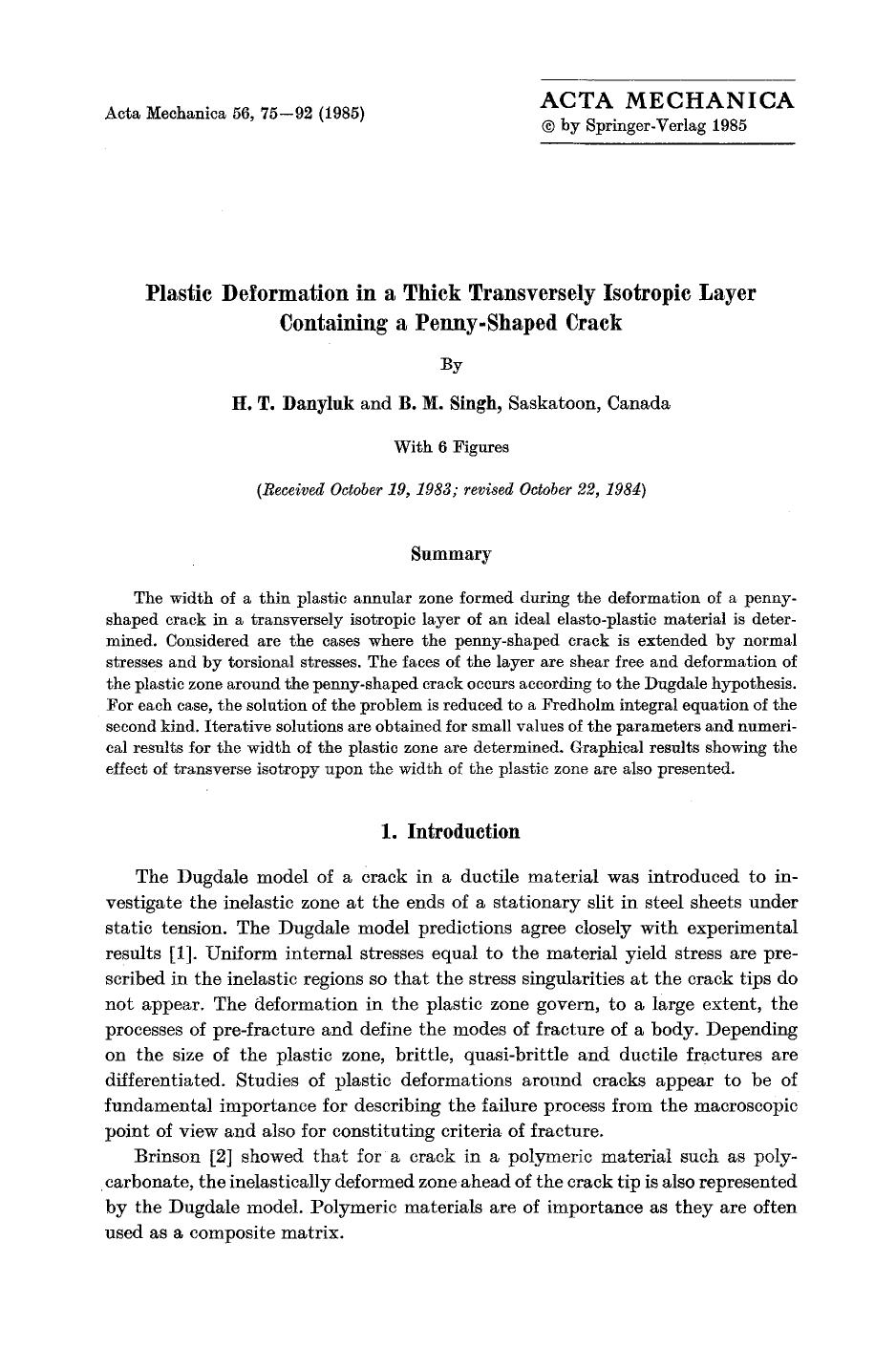 Plastic deformation in a thick transversely isotropic layer containing a penny-shaped crack by Unknown