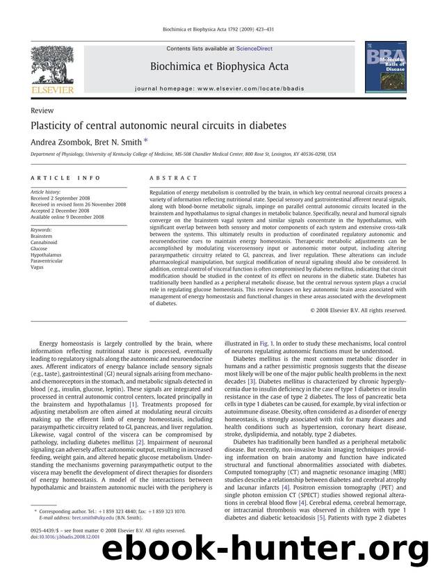 Plasticity of central autonomic neural circuits in diabetes by Andrea Zsombok; Bret N. Smith