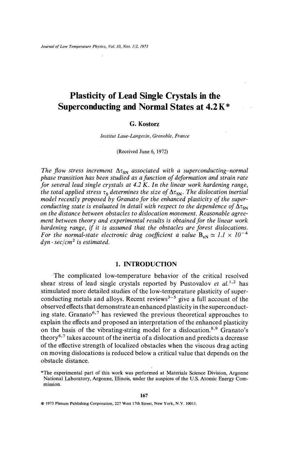 Plasticity of lead single crystals in the superconducting and normal states at 4.2K by Unknown