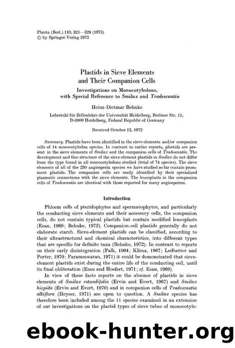 Plastids in sieve elements and their companion cells by Unknown