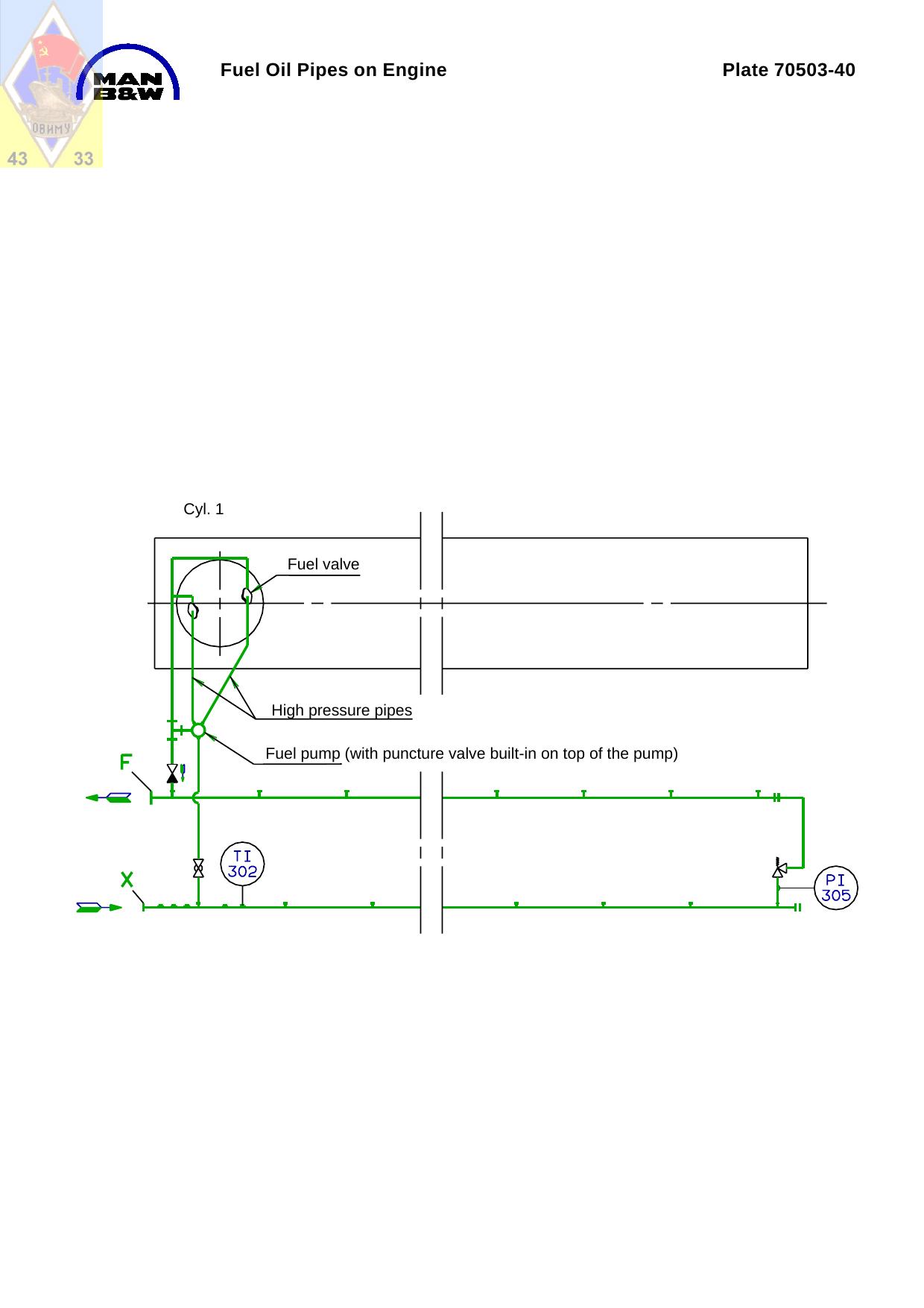 Plate 70503-40 Fuel Oil Pipes on Engine by JTJ/2150