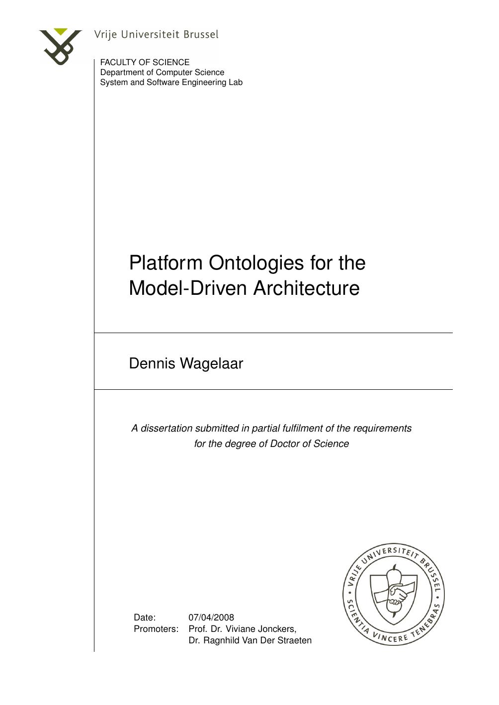 Platform Ontologies for the Model-Driven Architecture by Dennis Wagelaar