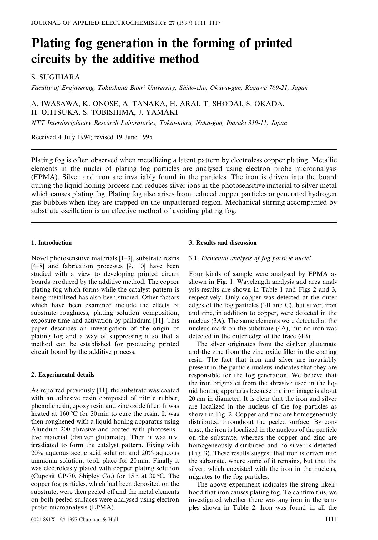 Plating fog generation in the forming of printed circuits by the additive method by Unknown