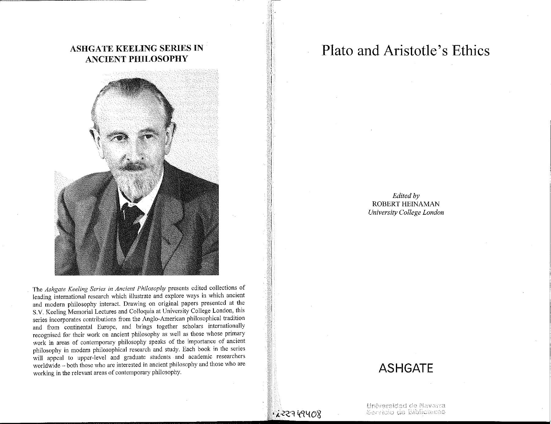 Plato and Aristotle's ethics by Robert Heinaman (ed.)