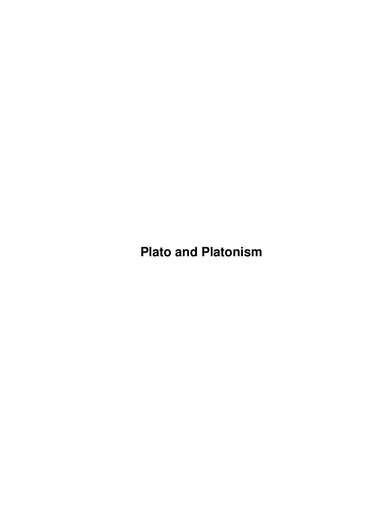 Plato and Platonism by Unknown