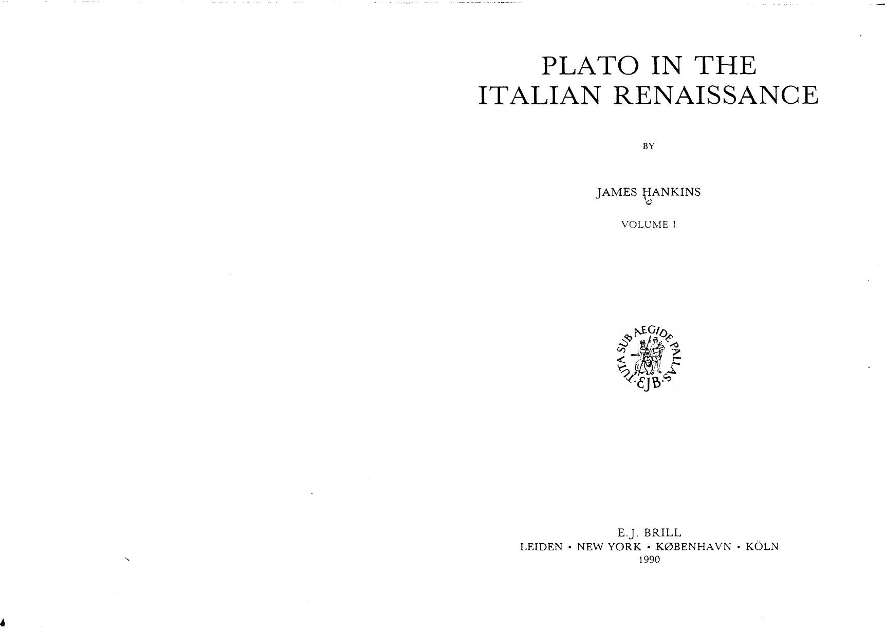 Plato in the Italian Renaissance by James Hankins