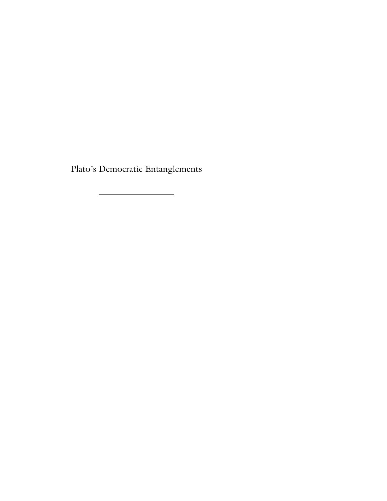 Plato's Democratic Entanglements by S. Sara Monoson