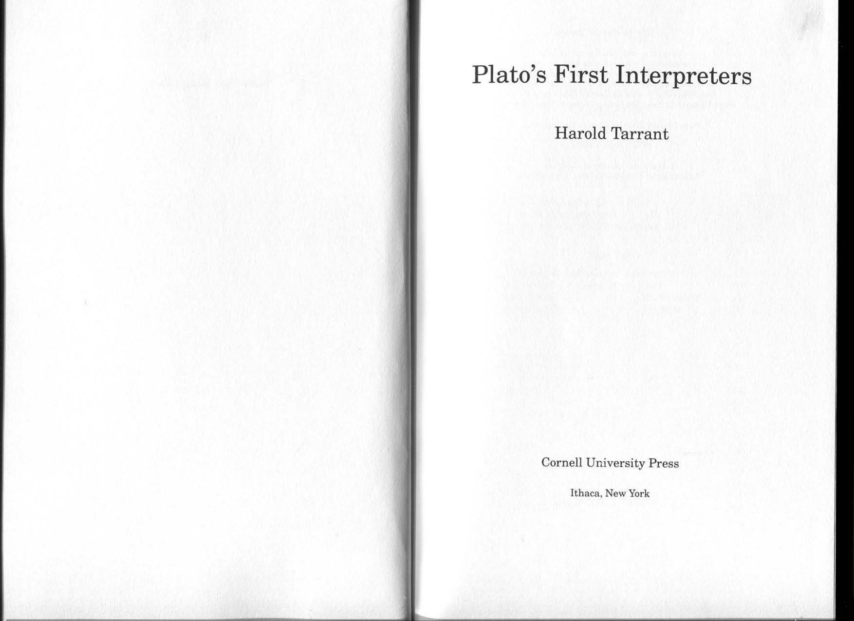 Plato's First Interpreters by Unknow