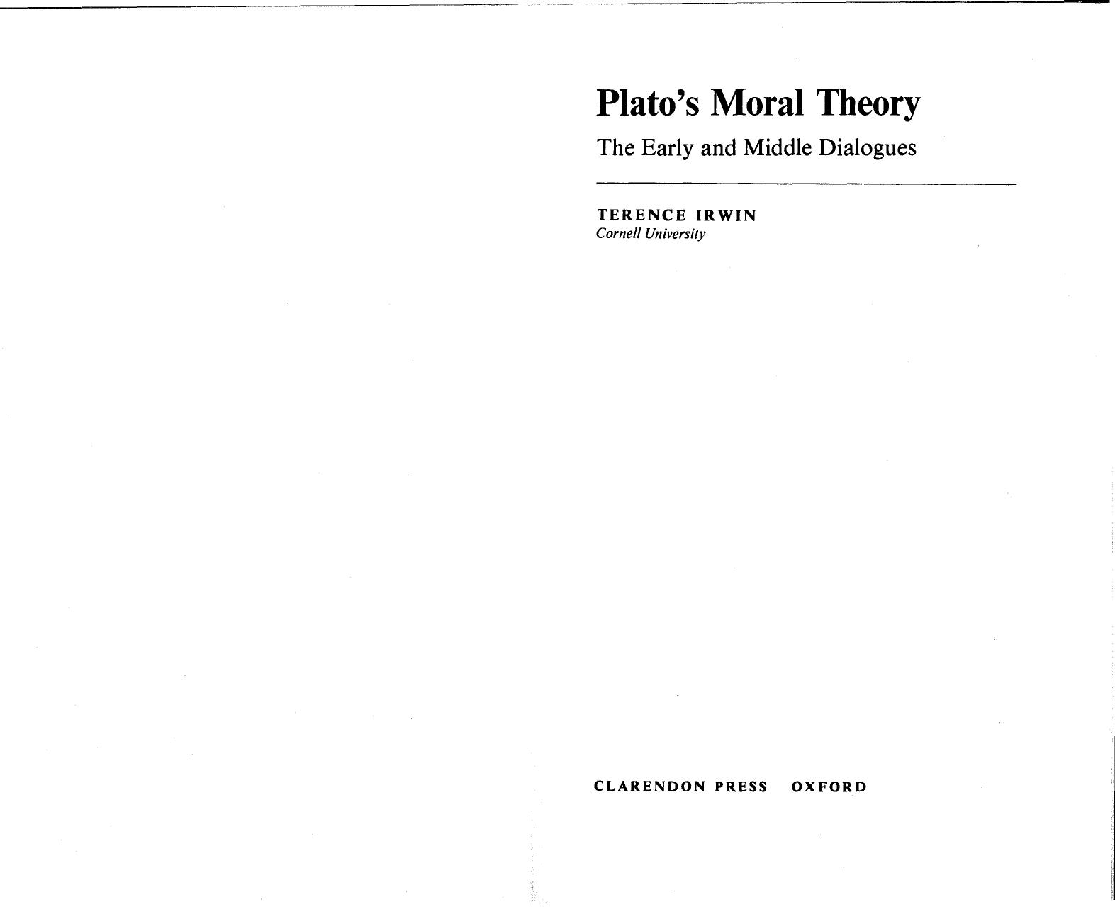 Plato's Moral Theory: The Early and Middle Dialogues by Terence Irwin