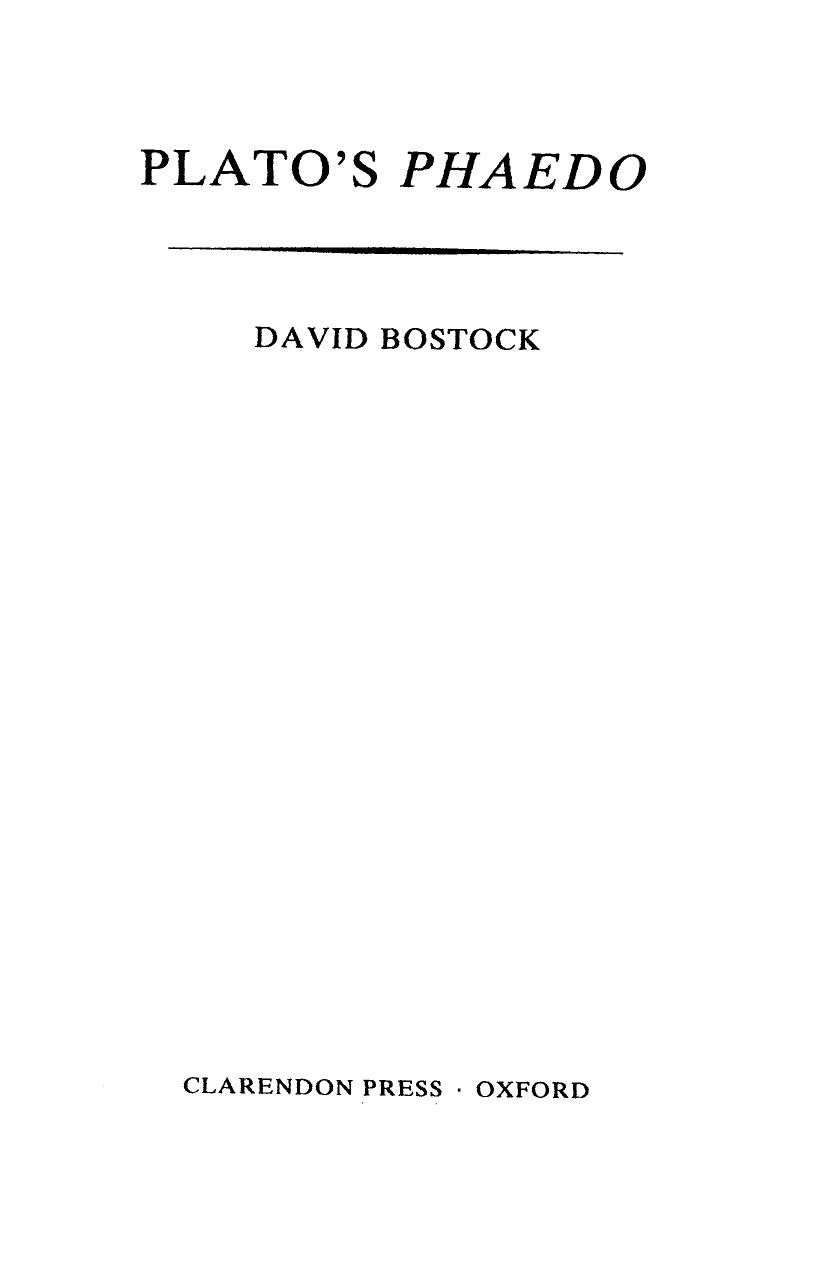 Plato's Phaedo by David Bostock