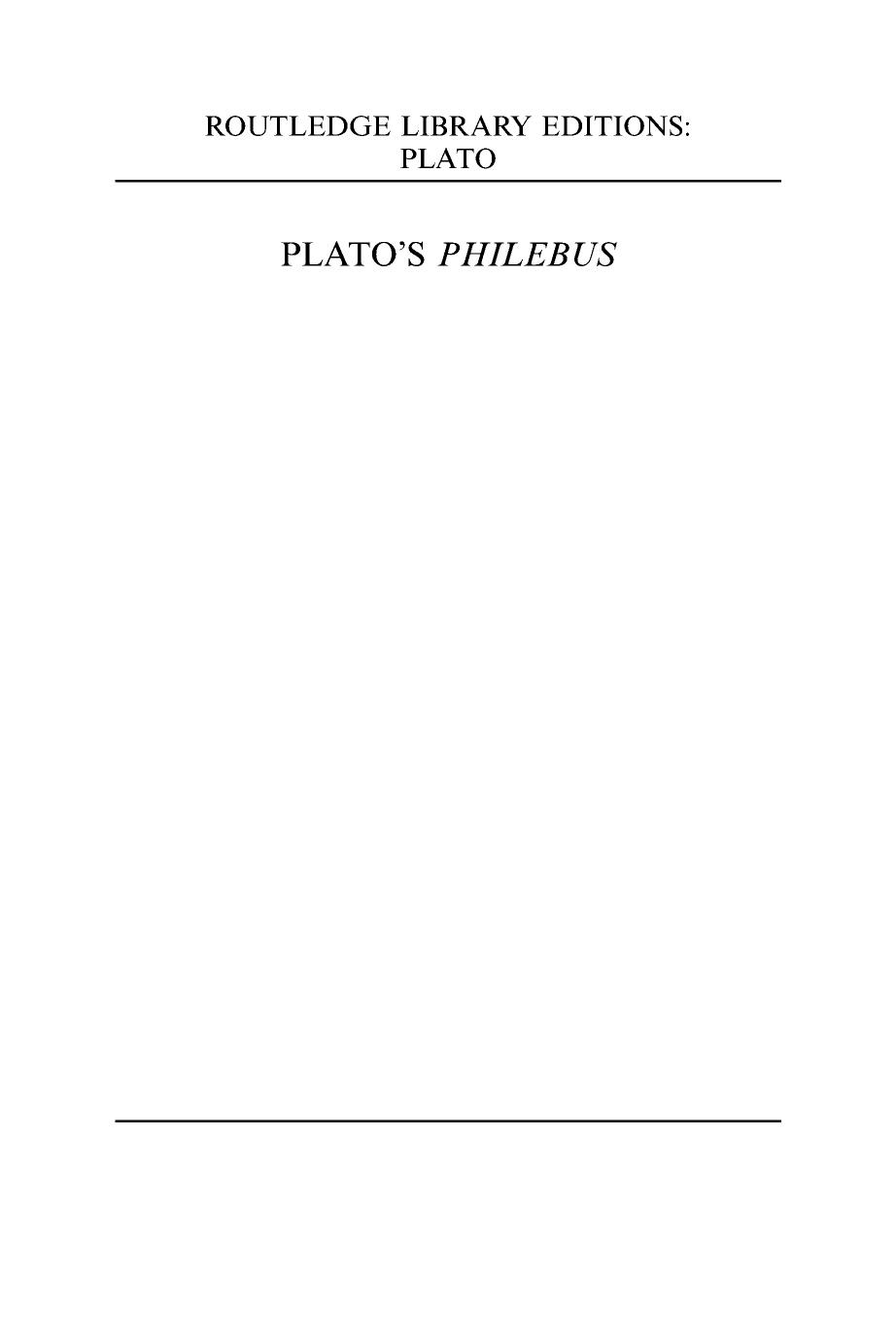 Plato's Philebus by Donald Davidson