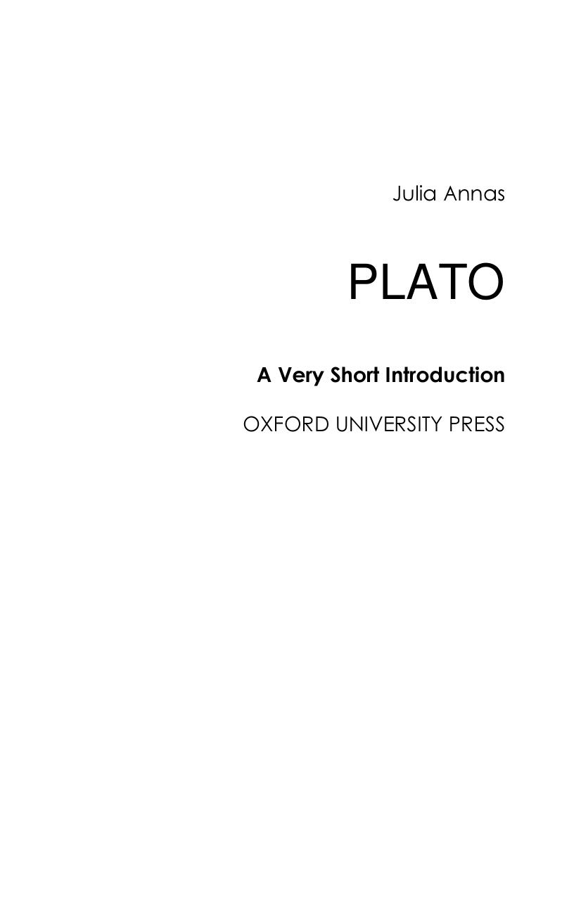 Plato: A Very Short Introduction by unknow