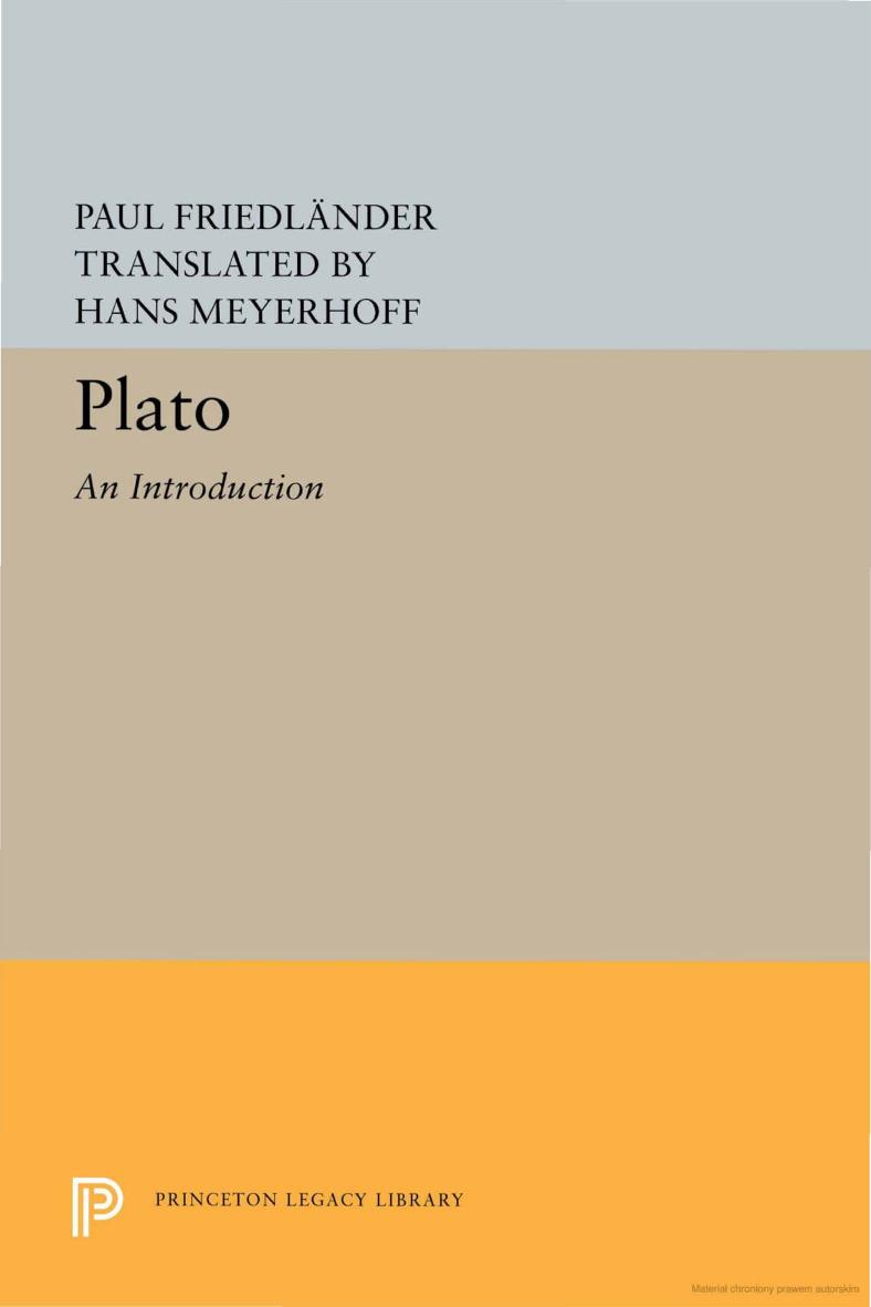 Plato: An Introduction by Paul Friedländer