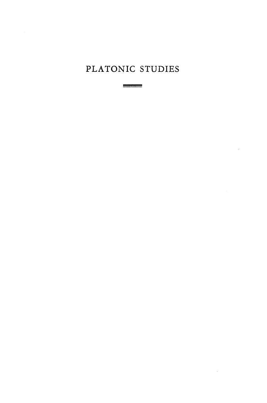 Platonic Studies: Second Edition by Gregory Vlastos