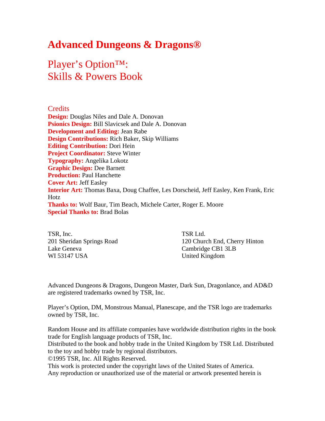 Player's Option: Skills & Powers by Converted from RTF by Mog™