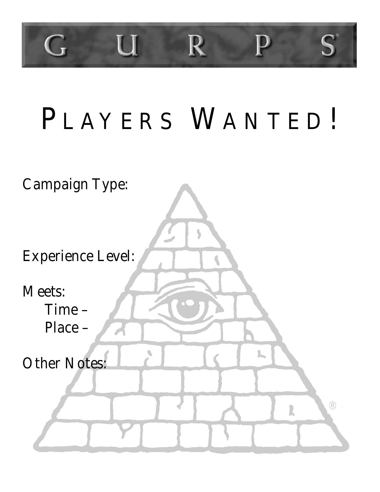 Players Wanted Form by Gene Seabolt