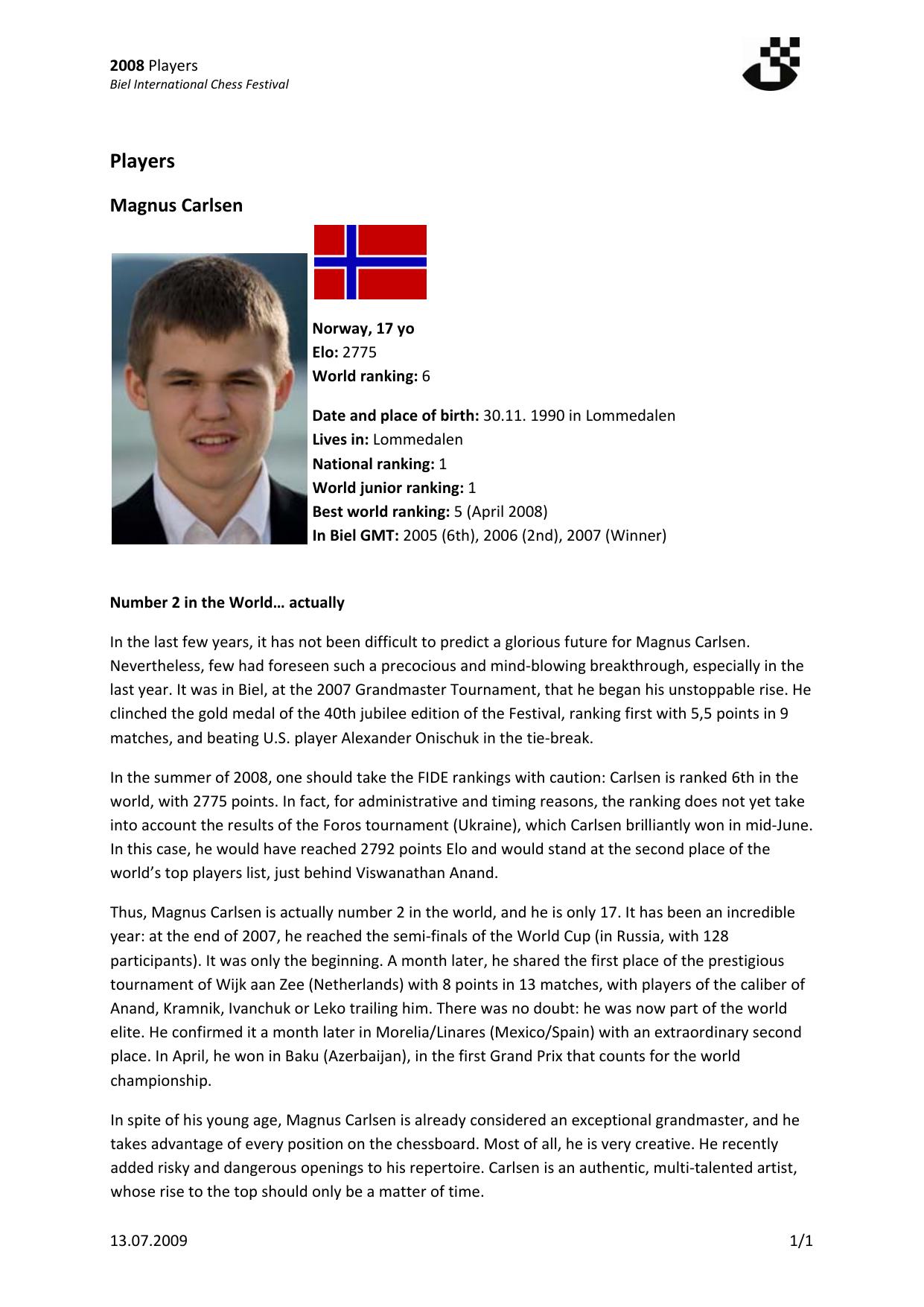 Players by Biel International Chess Festival