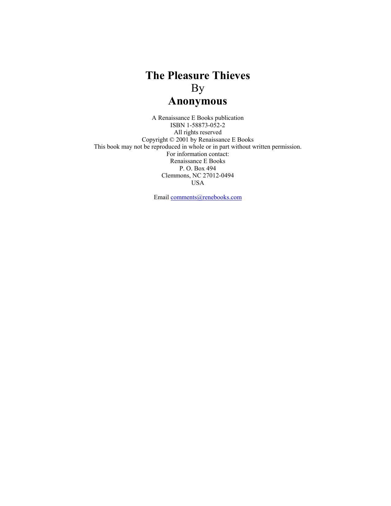Pleasure Thieves by Anonymous