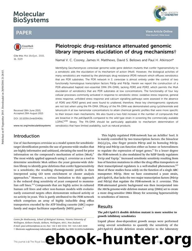 Pleiotropic drug-resistance attenuated genomic library improves elucidation of drug mechanisms by Namal V. C. Coorey & James H. Matthews & David S. Bellows & Paul H. Atkinson