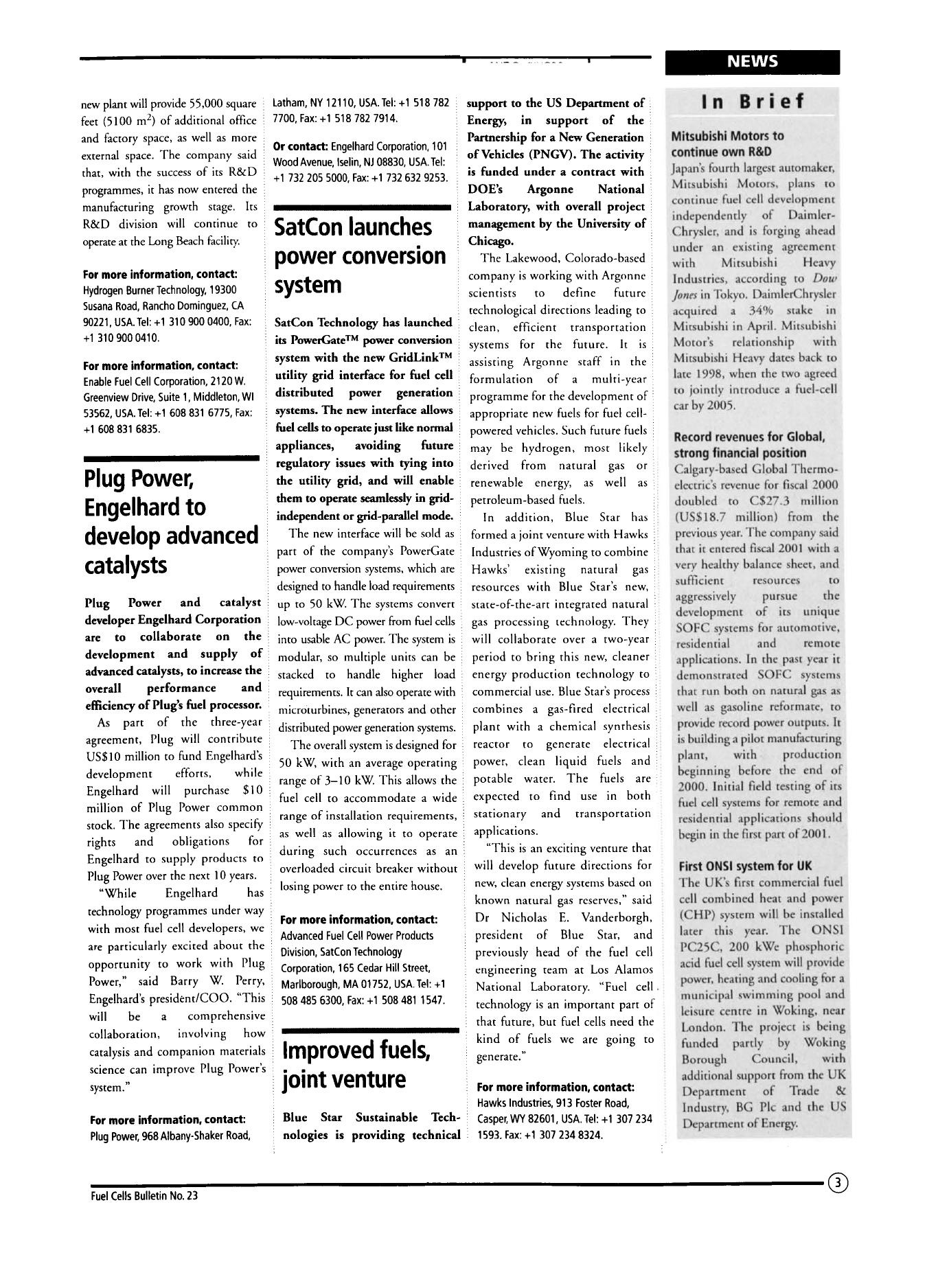 Plug Power, Engelhard to develop advanced catalysts by Unknown