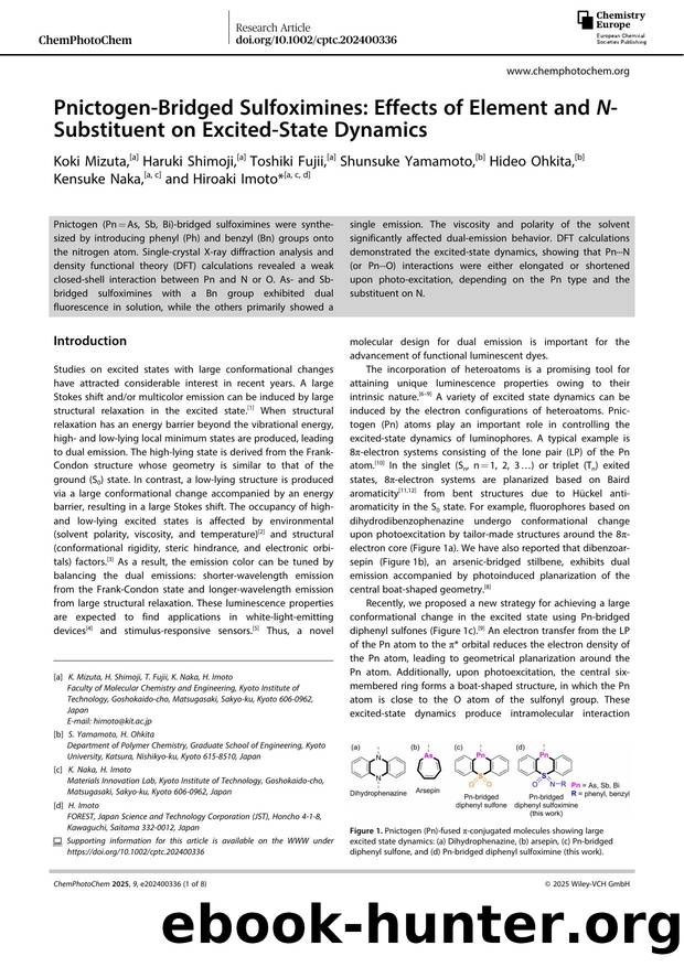 PnictogenâBridged Sulfoximines: Effects of Element and NâSubstituent on ExcitedâState Dynamics by Unknown