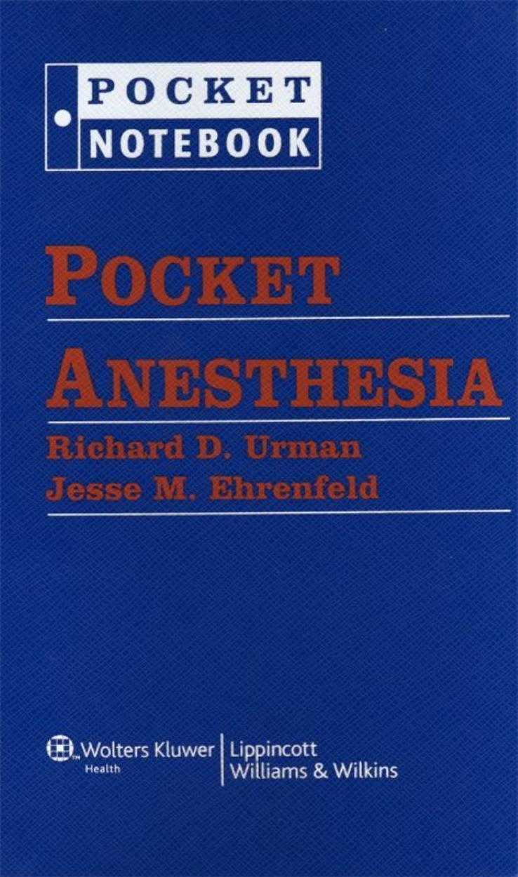 Pocket Anesthesia by Unknow