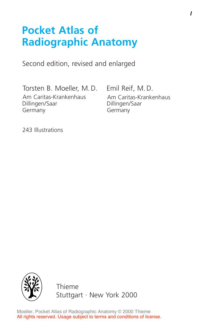 Pocket Atlas of Radiographic Anatomy by Torsten Moeller Emil Reif