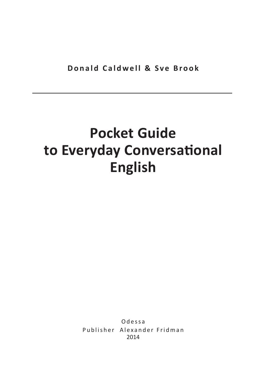 Pocket Guide to Everyday Conversational English by Unknown