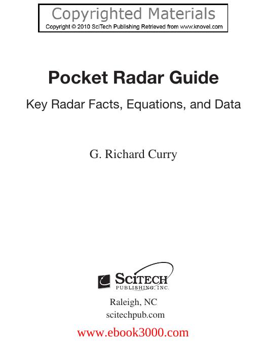 Pocket Radar Guide: Key Radar Facts, Equations, and Data by Unknow