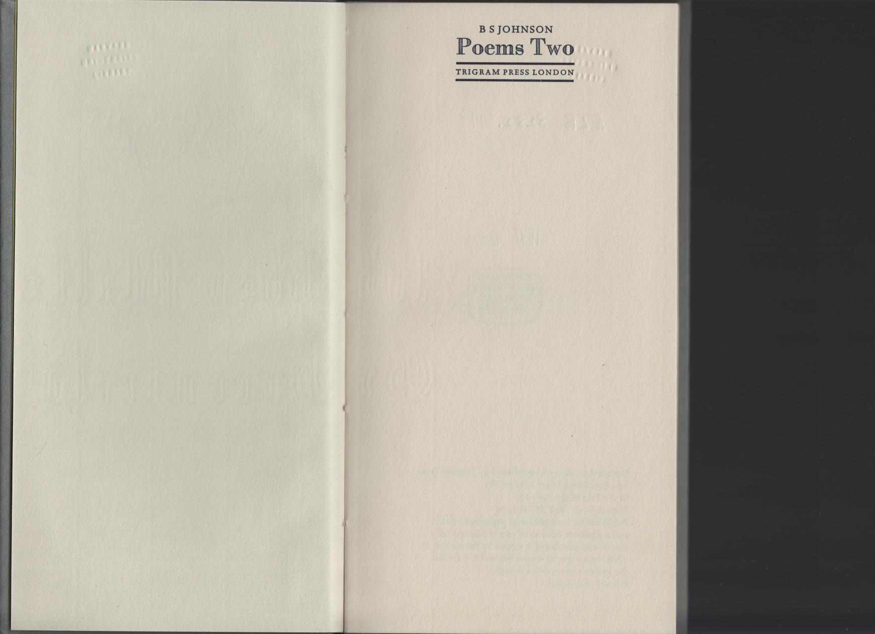 Poems Two by B.S. Johnson