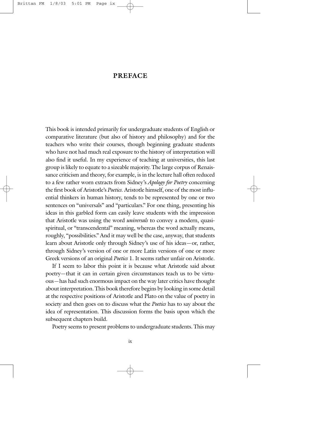 Poetry, Symbol, and Allegory: Interpreting Metaphorical Language from Plato to the Present by Simon Brittan
