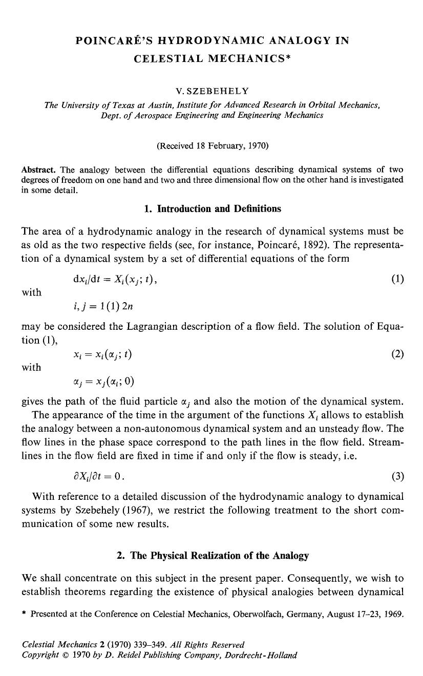 Poincaré's hydrodynamic analogy in celestial mechanics by Unknown
