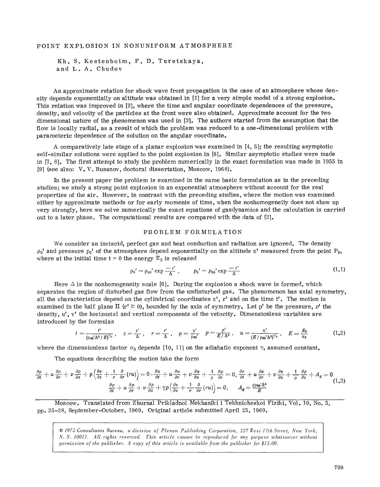 Point explosion in nonuniform atmosphere by Unknown