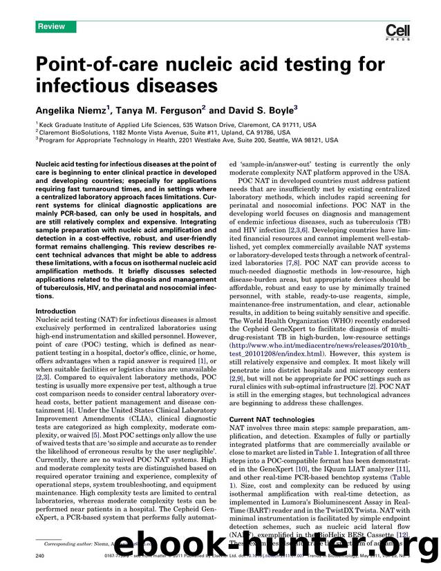 Point-of-care nucleic acid testing for infectious diseases by Angelika Niemz