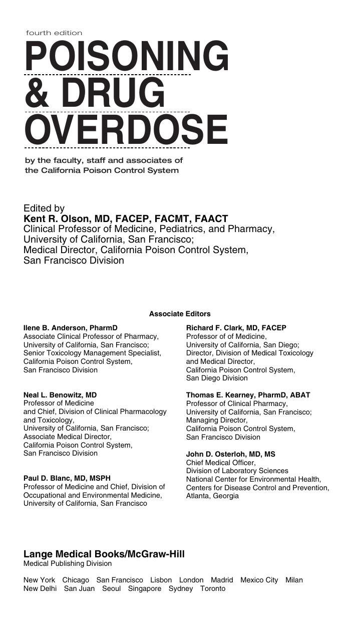 Poisoning and Drug Overdose by Kent R. Olson