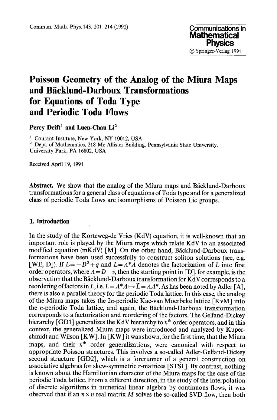 Poisson geometry of the analog of the Miura maps and Bäcklund-Darboux transformations for equations of Toda type and periodic Toda flows by Unknown