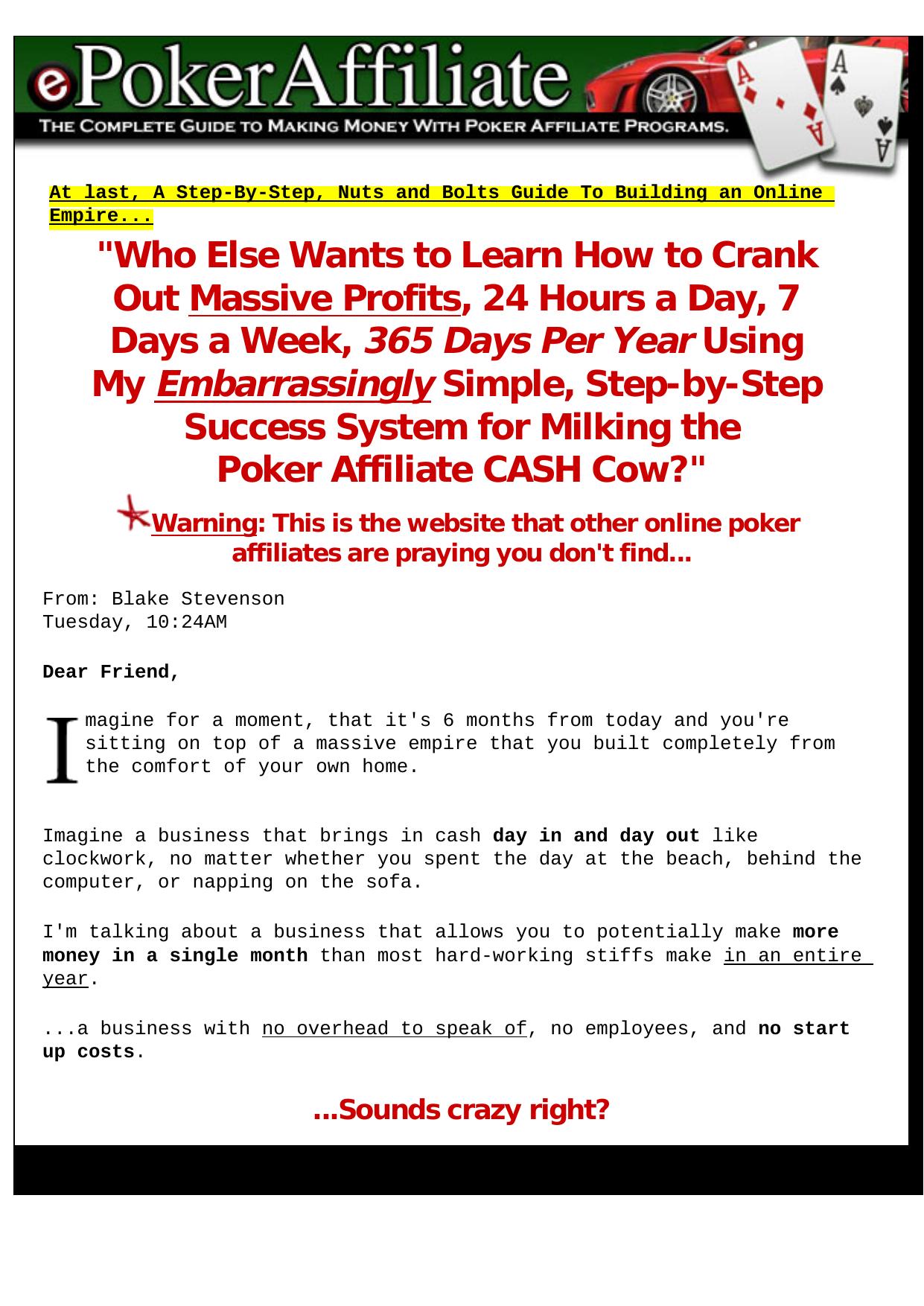 Poker Affiliates Guide- Epoker Affiliate. by Best of Kuszter's Collection