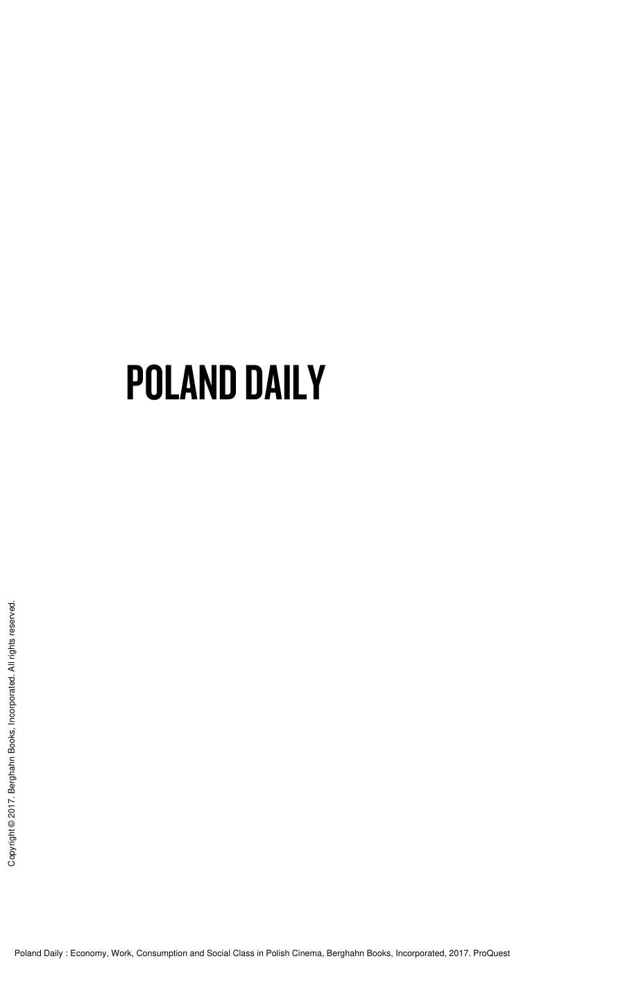 Poland Daily : Economy, Work, Consumption and Social Class in Polish Cinema by Ewa Mazierska