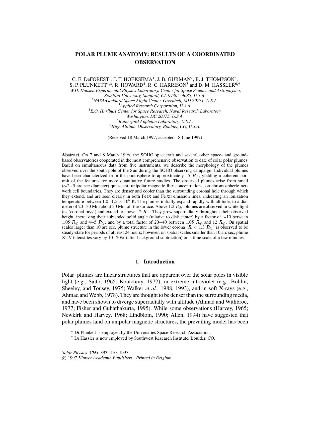 Polar Plume Anatomy: Results of a Coordinated Observation by Unknown