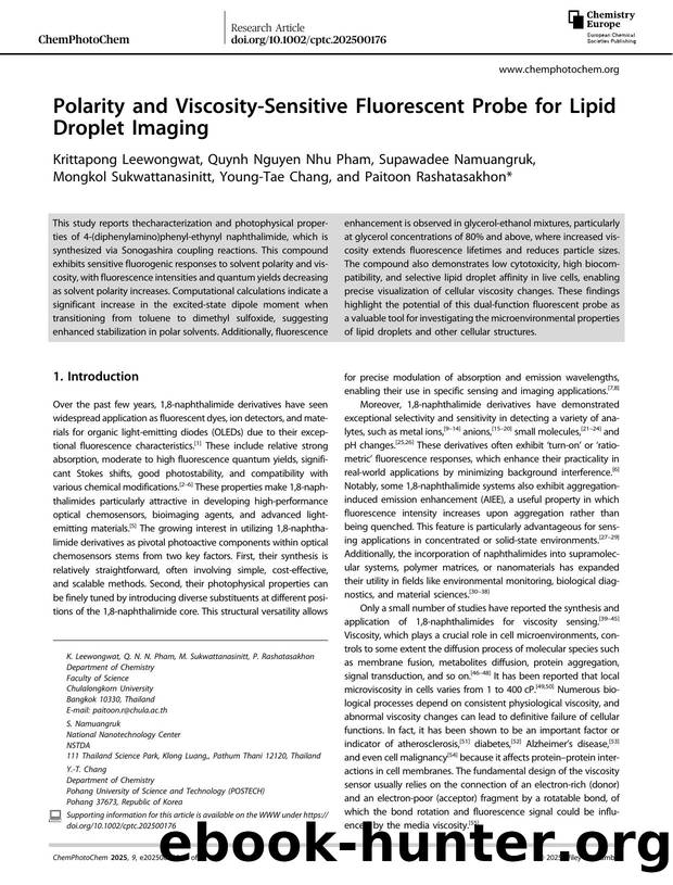 Polarity and ViscosityâSensitive Fluorescent Probe for Lipid Droplet Imaging by unknow