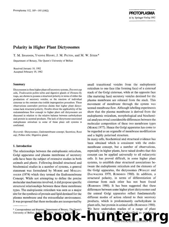 Polarity in higher plant dictyosomes by Unknown